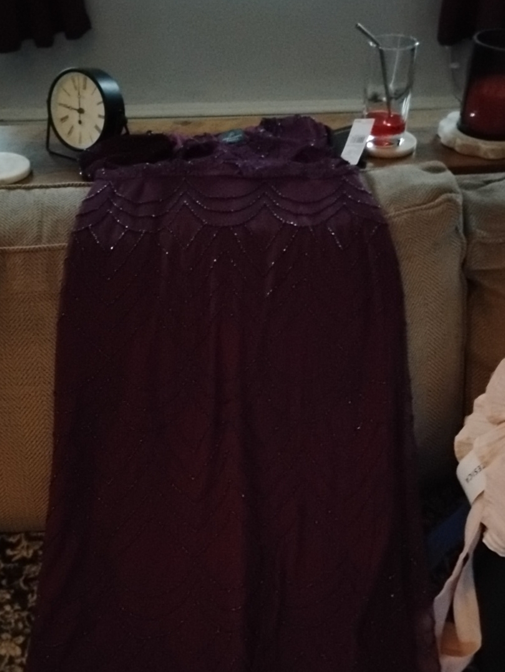Elegant Beaded Maxi Skirt - Plum